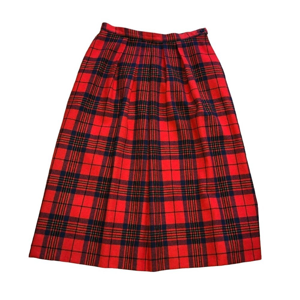 Vtg Pendleton Red Plaid Skirt Size 10 Red Leslie Tartan Lined A-Line USA Womens